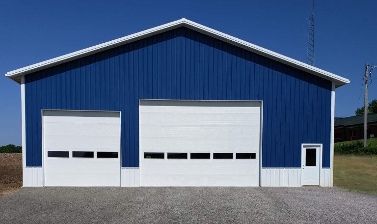 White sectional overhead doors